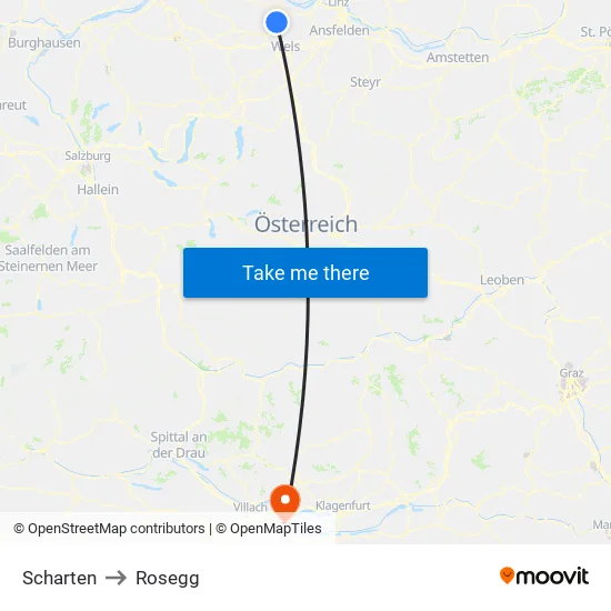 Scharten to Rosegg map