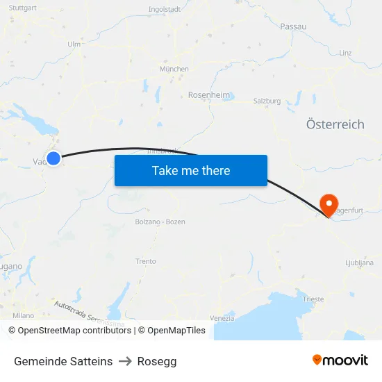 Gemeinde Satteins to Rosegg map