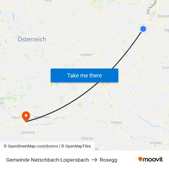 Gemeinde Natschbach-Loipersbach to Rosegg map