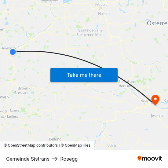 Gemeinde Sistrans to Rosegg map