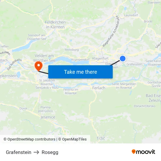 Grafenstein to Rosegg map