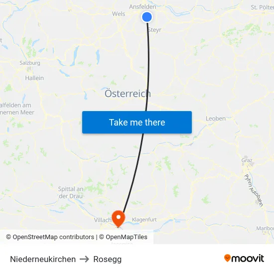 Niederneukirchen to Rosegg map