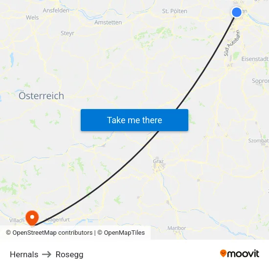 Hernals to Rosegg map