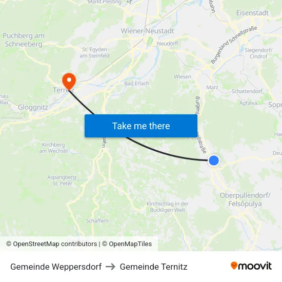 Gemeinde Weppersdorf to Gemeinde Ternitz map