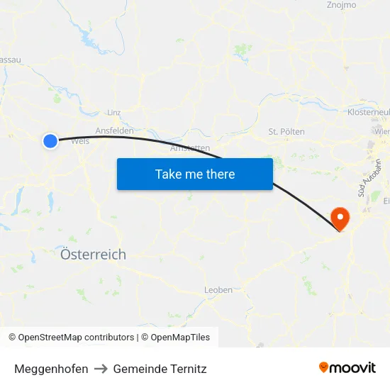 Meggenhofen to Gemeinde Ternitz map