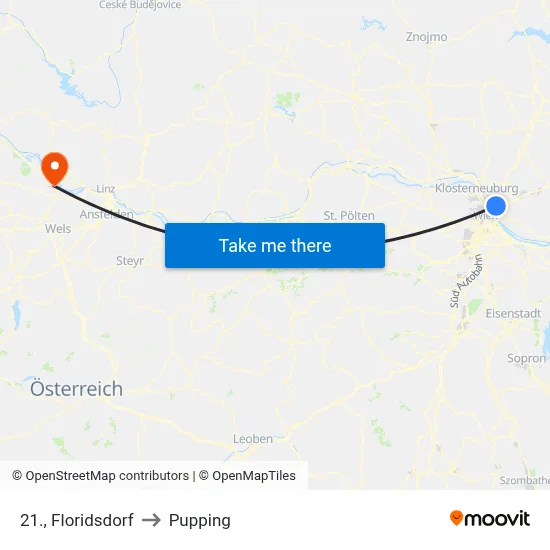 21., Floridsdorf to Pupping map