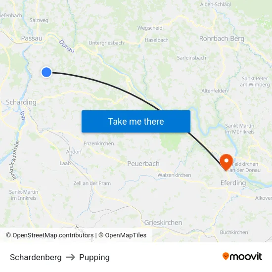 Schardenberg to Pupping map