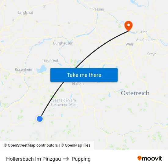 Hollersbach Im Pinzgau to Pupping map