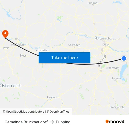 Gemeinde Bruckneudorf to Pupping map