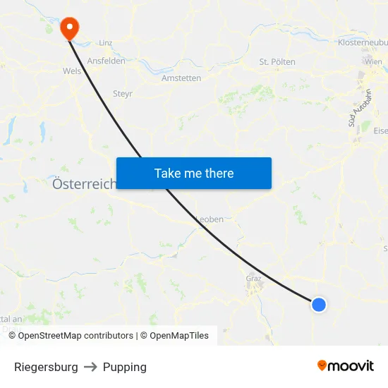 Riegersburg to Pupping map