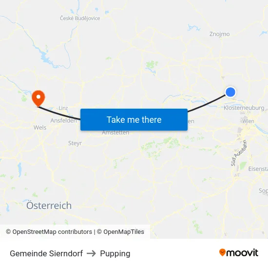 Gemeinde Sierndorf to Pupping map