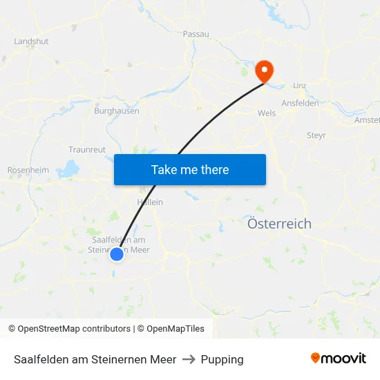 Saalfelden am Steinernen Meer to Pupping map