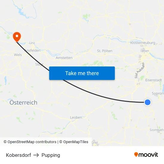 Kobersdorf to Pupping map