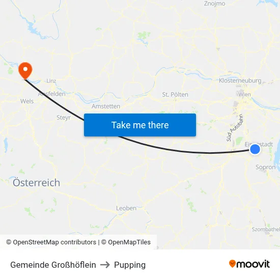 Gemeinde Großhöflein to Pupping map