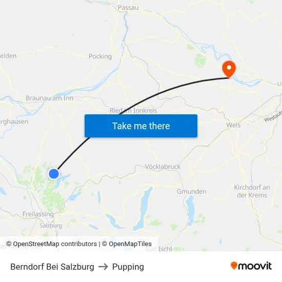 Berndorf Bei Salzburg to Pupping map