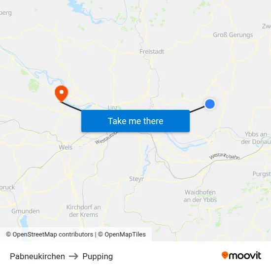 Pabneukirchen to Pupping map