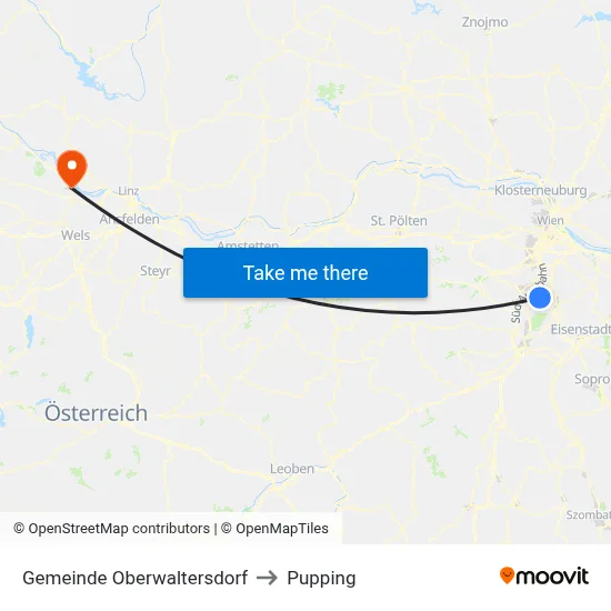Gemeinde Oberwaltersdorf to Pupping map