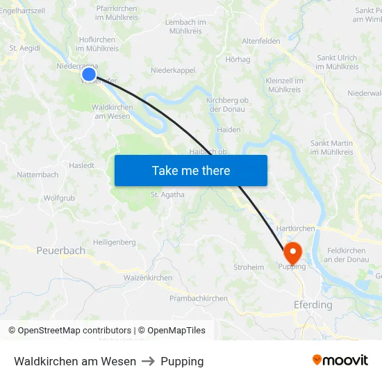Waldkirchen am Wesen to Pupping map