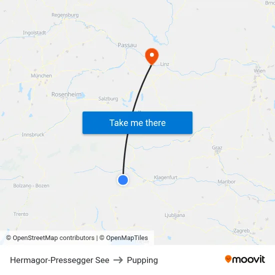 Hermagor-Pressegger See to Pupping map