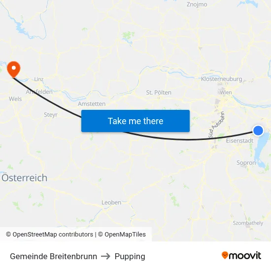 Gemeinde Breitenbrunn to Pupping map