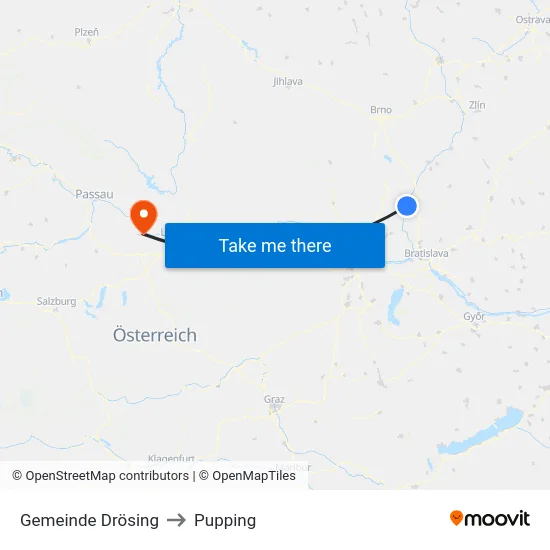Gemeinde Drösing to Pupping map