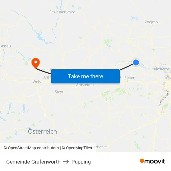Gemeinde Grafenwörth to Pupping map