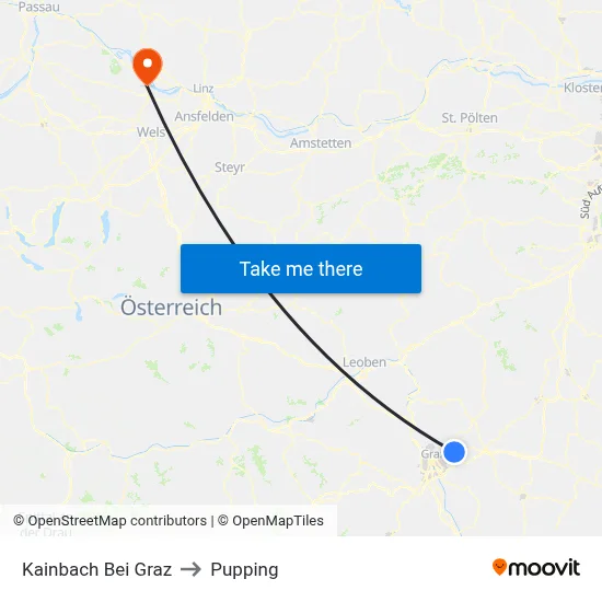 Kainbach Bei Graz to Pupping map