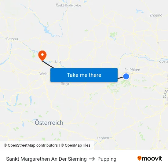 Sankt Margarethen An Der Sierning to Pupping map