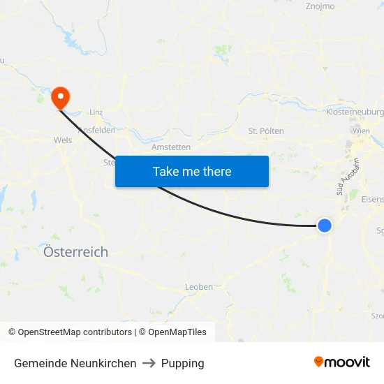 Gemeinde Neunkirchen to Pupping map