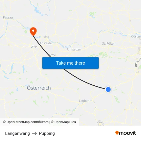 Langenwang to Pupping map