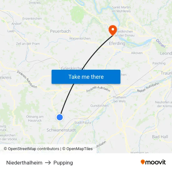 Niederthalheim to Pupping map