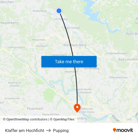 Klaffer am Hochficht to Pupping map