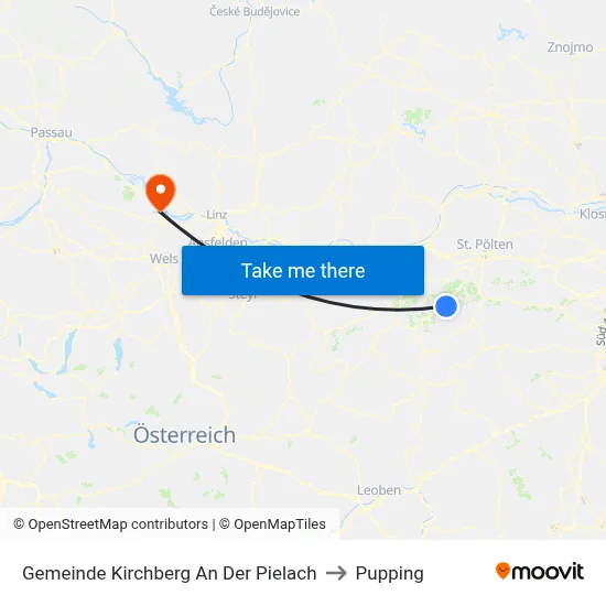 Gemeinde Kirchberg An Der Pielach to Pupping map