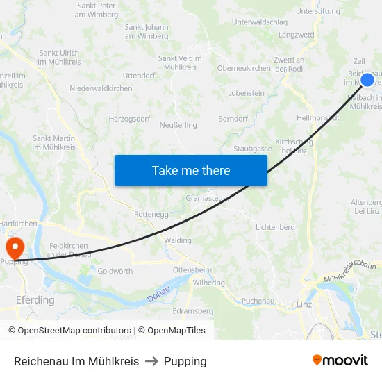 Reichenau Im Mühlkreis to Pupping map