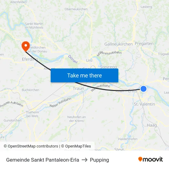 Gemeinde Sankt Pantaleon-Erla to Pupping map