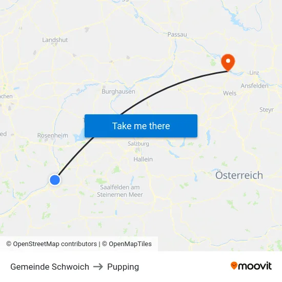 Gemeinde Schwoich to Pupping map