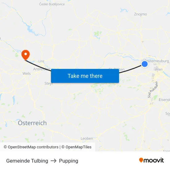 Gemeinde Tulbing to Pupping map