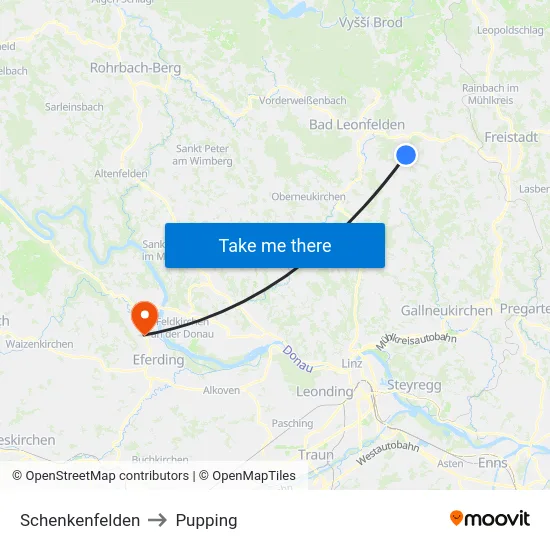 Schenkenfelden to Pupping map