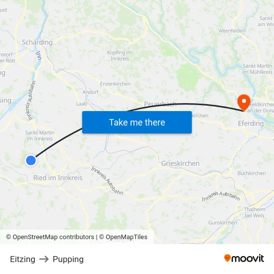 Eitzing to Pupping map