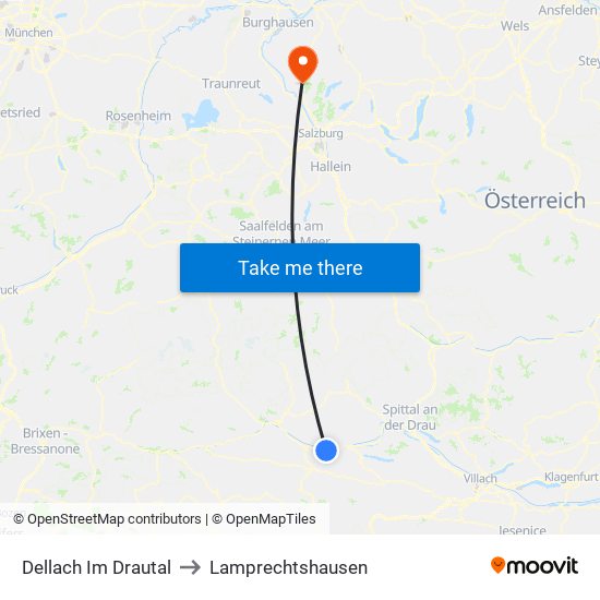 Dellach Im Drautal to Lamprechtshausen map