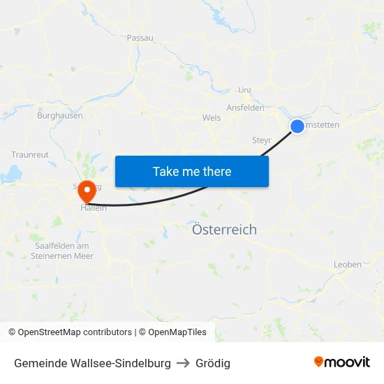 Gemeinde Wallsee-Sindelburg to Grödig map