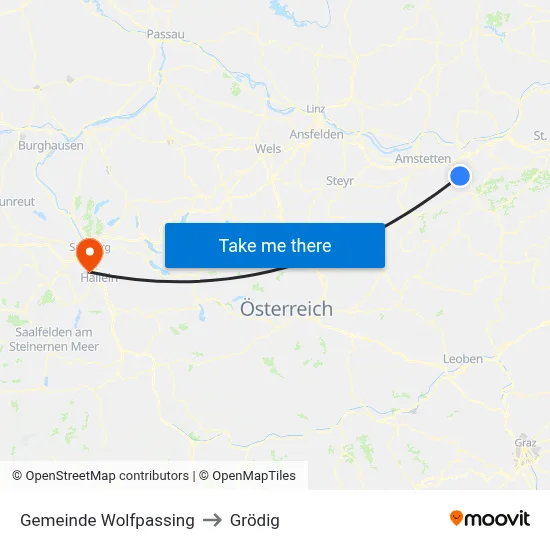 Gemeinde Wolfpassing to Grödig map