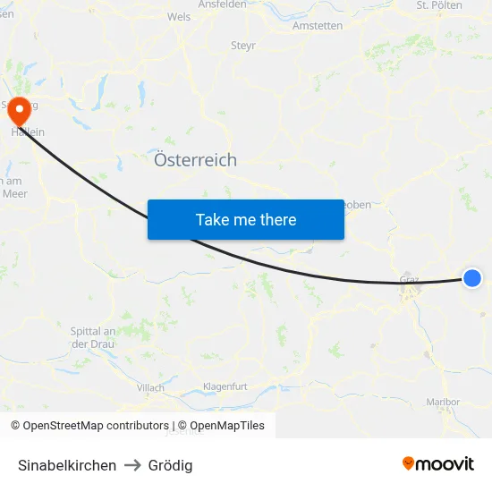 Sinabelkirchen to Grödig map