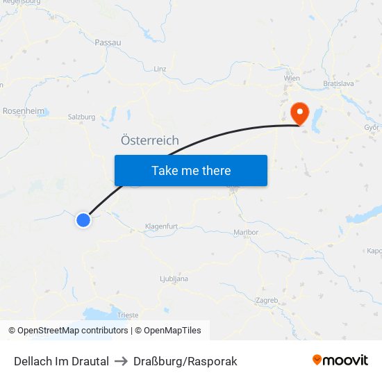 Dellach Im Drautal to Draßburg/Rasporak map
