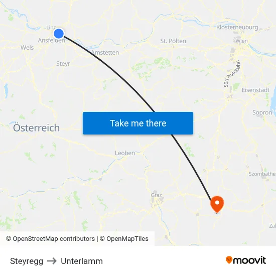 Steyregg to Unterlamm map