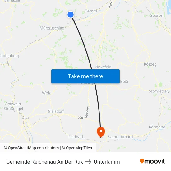 Gemeinde Reichenau An Der Rax to Unterlamm map