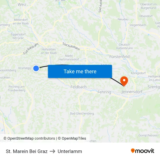 St. Marein Bei Graz to Unterlamm map