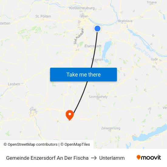 Gemeinde Enzersdorf An Der Fischa to Unterlamm map