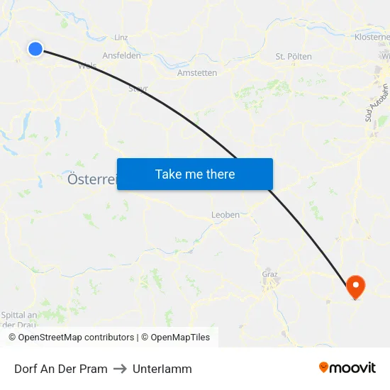 Dorf An Der Pram to Unterlamm map