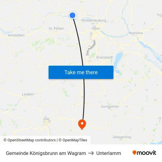 Gemeinde Königsbrunn am Wagram to Unterlamm map